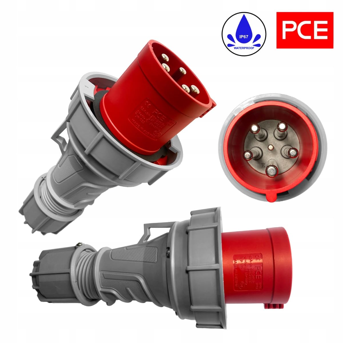 Hilark Cable Tech Przejściówka siłowa 63A, adapter siłowy 5P na 63A 4P IP 67 5M
