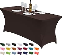 Vista 14 de CWK - Funda de mesa de elastano elástica impermeable de 4 pies para mesas rectangulares - Mantel elástico ajustable para mesas plegables, tela