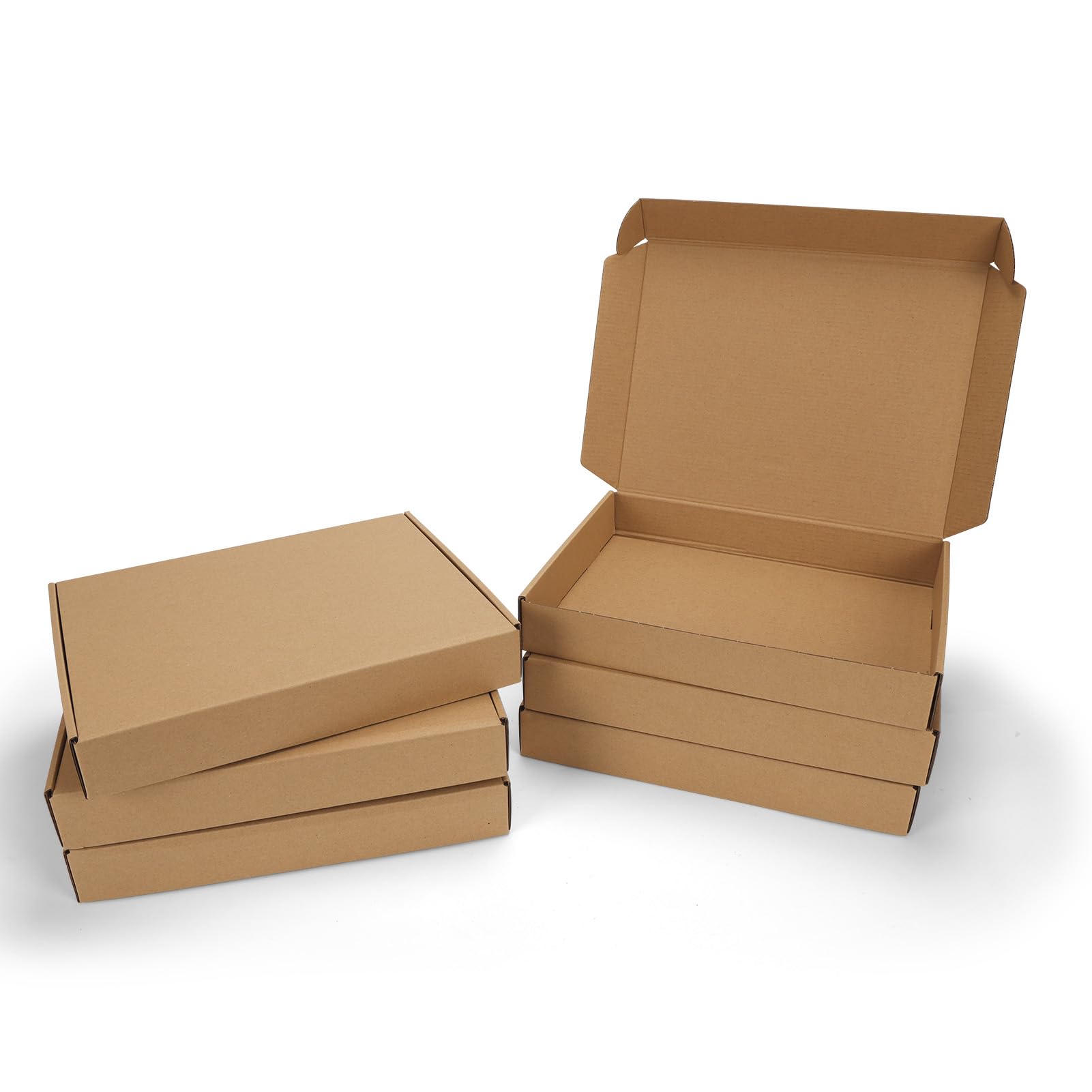 13x10x2 Shipping Boxes Set of 6, Small Cardboard Boxes for Packaging, Brown Mailing Boxes for Small Business
