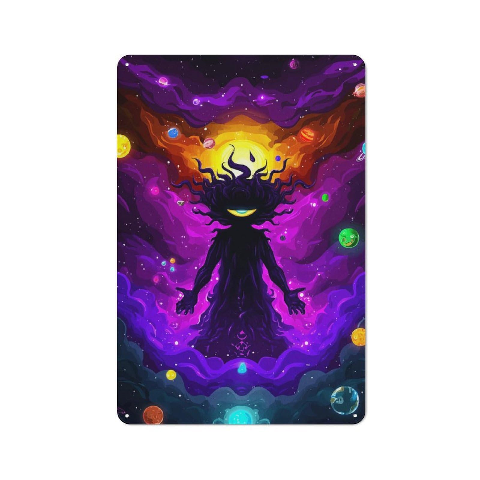 Cosmic Entity in A Colorful Universe Decorative Metal Sign 30x20cm, Creative Studio Wall Plaque for Hobby Room, Office, Lounge Or Living Room