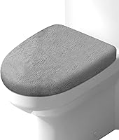 Aecsze Microfiber Velvet Toilet Lid Cover Grey - Soft Plush, Absorbent, Machine Washable, Secure Fit for Most Seats