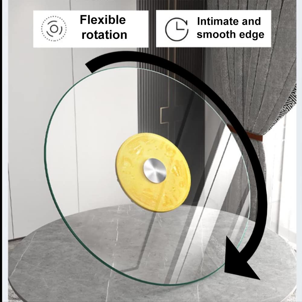 Piatto Girevole Lazy Susan, Tavolo da Pranzo Piatto da Portata a 360 Gradi, Vassoio Rotante Rotondo, Vetro temperato con Base in vetroresina, 70-90 cm
