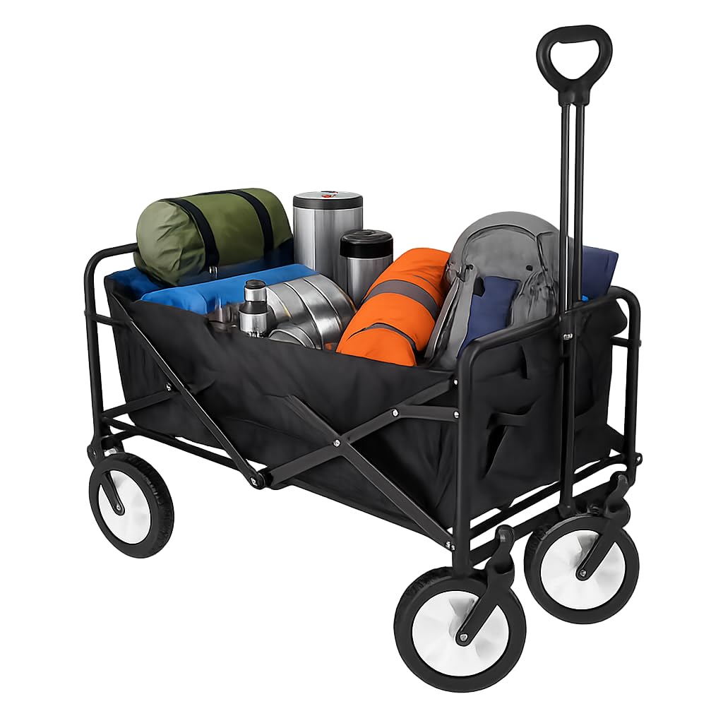 Amig - Faltbarer Gartenwagen Strandwagen mit wasserdichtem Oxford-Gewebe Farbe Schwarz 20 cm Durchmesser 360º Räder Maximale Tragkraft 100 kg
