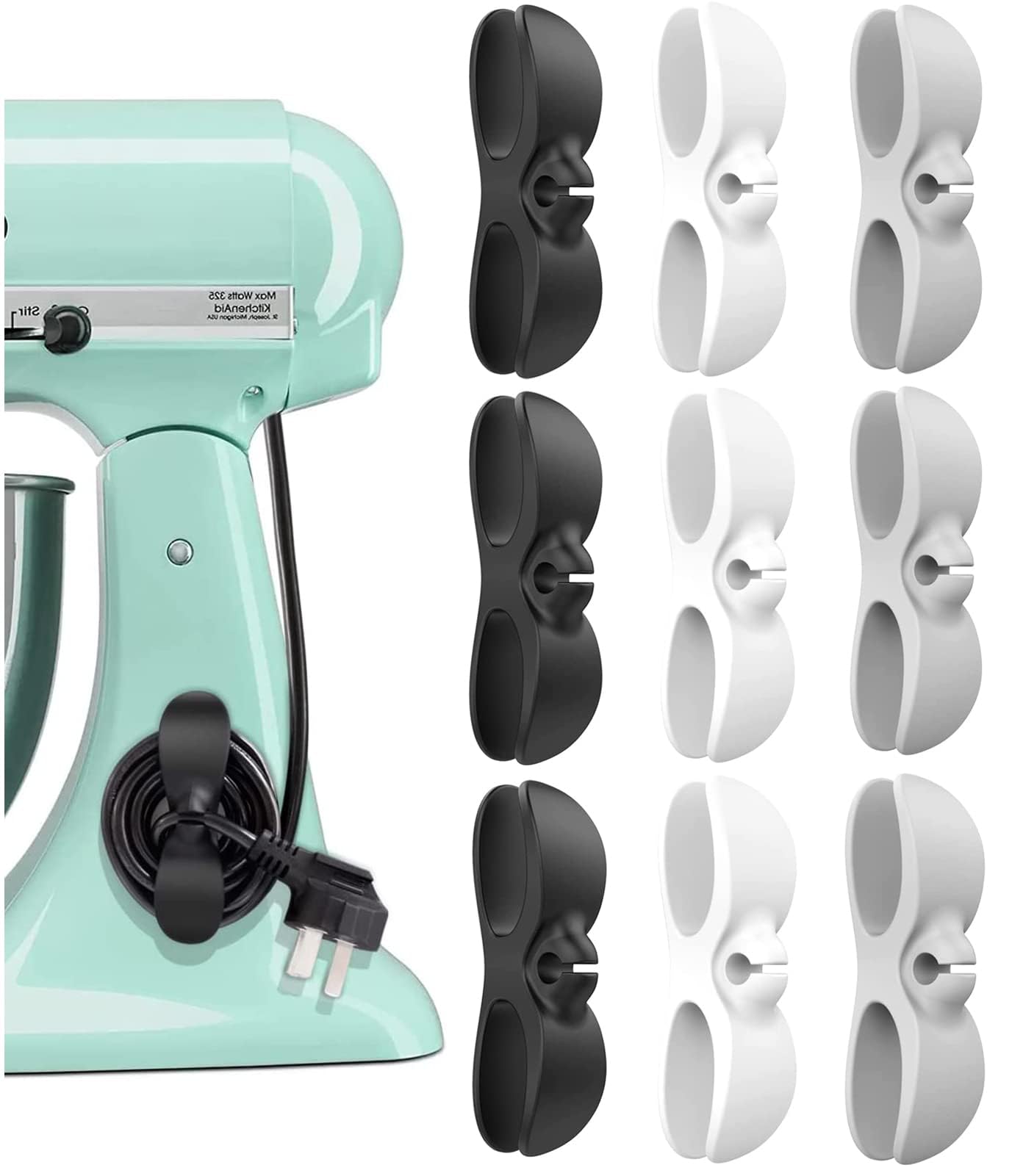 9PCS Cord Organizer for Appliances, Kitchen Appliance Cord Winder,Newest Designed Cord Holder, Cable Winder,Cord Wrapper,Appliances Cord Organizer Stick on Coffee Maker Pressure Cooker Etc (White)