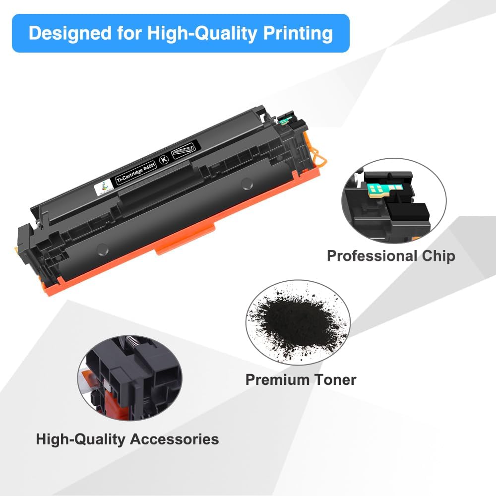 045 045H Black Toner Cartridge Compatible Replacement for Canon 045 045H for MF634Cdw Color ImageCLASS MF632Cdw LBP612Cdw MF632 MF634 MF630C LBP610C Printer Ink (Black, 2-Pack)