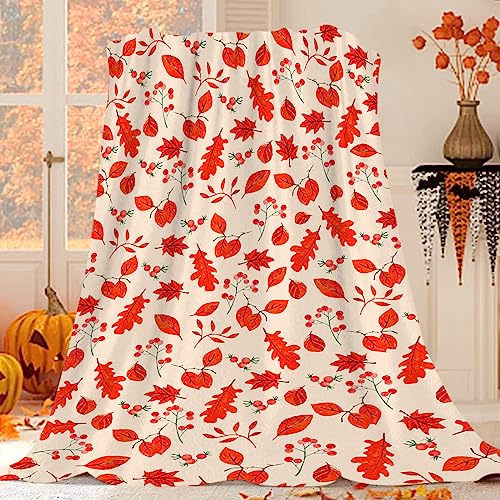 JOOCAR Autumn Leaf Flannel Throw Blanket, 150x200 cm
