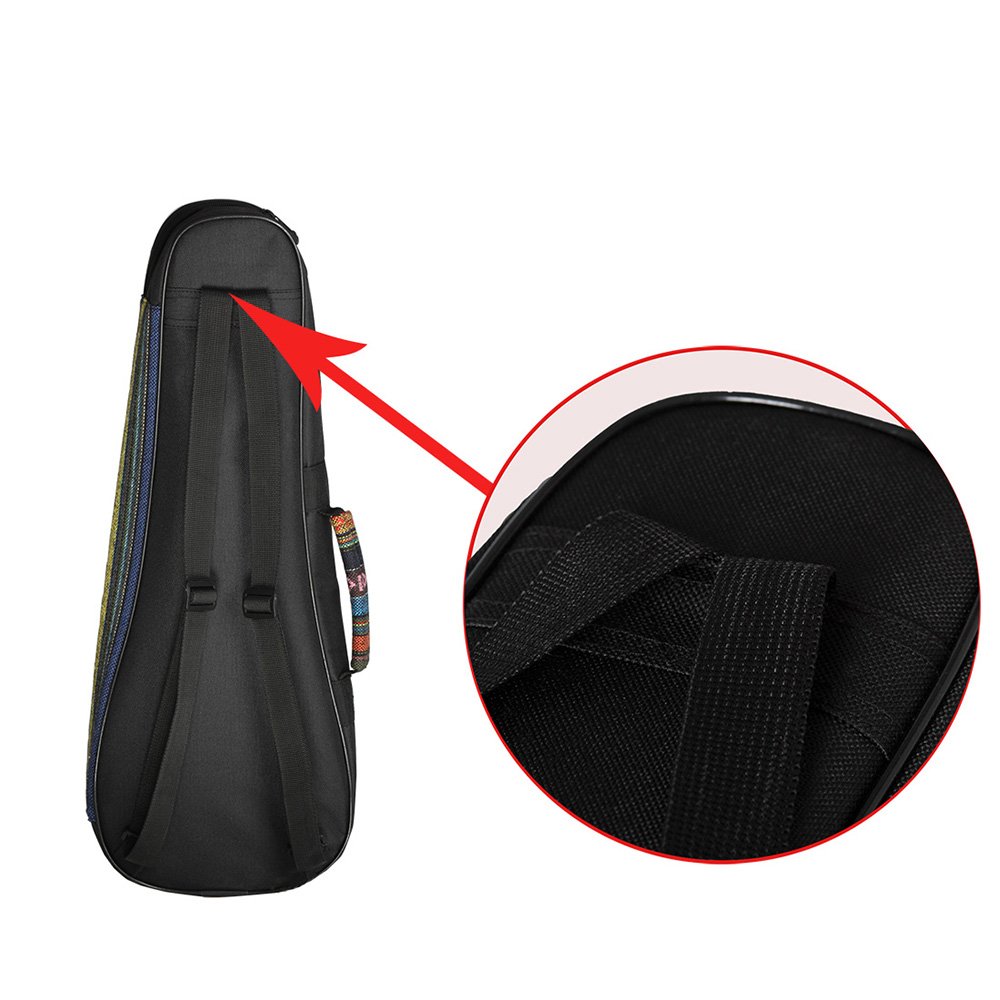 Btuty Ukulelentasche, 53,3 cm, Sopran-Ukulelen-Rucksack, ethnischer Stil, strapazierfähige Baumwolle, dicke Polsterung mit verstellbarem Schultergurt