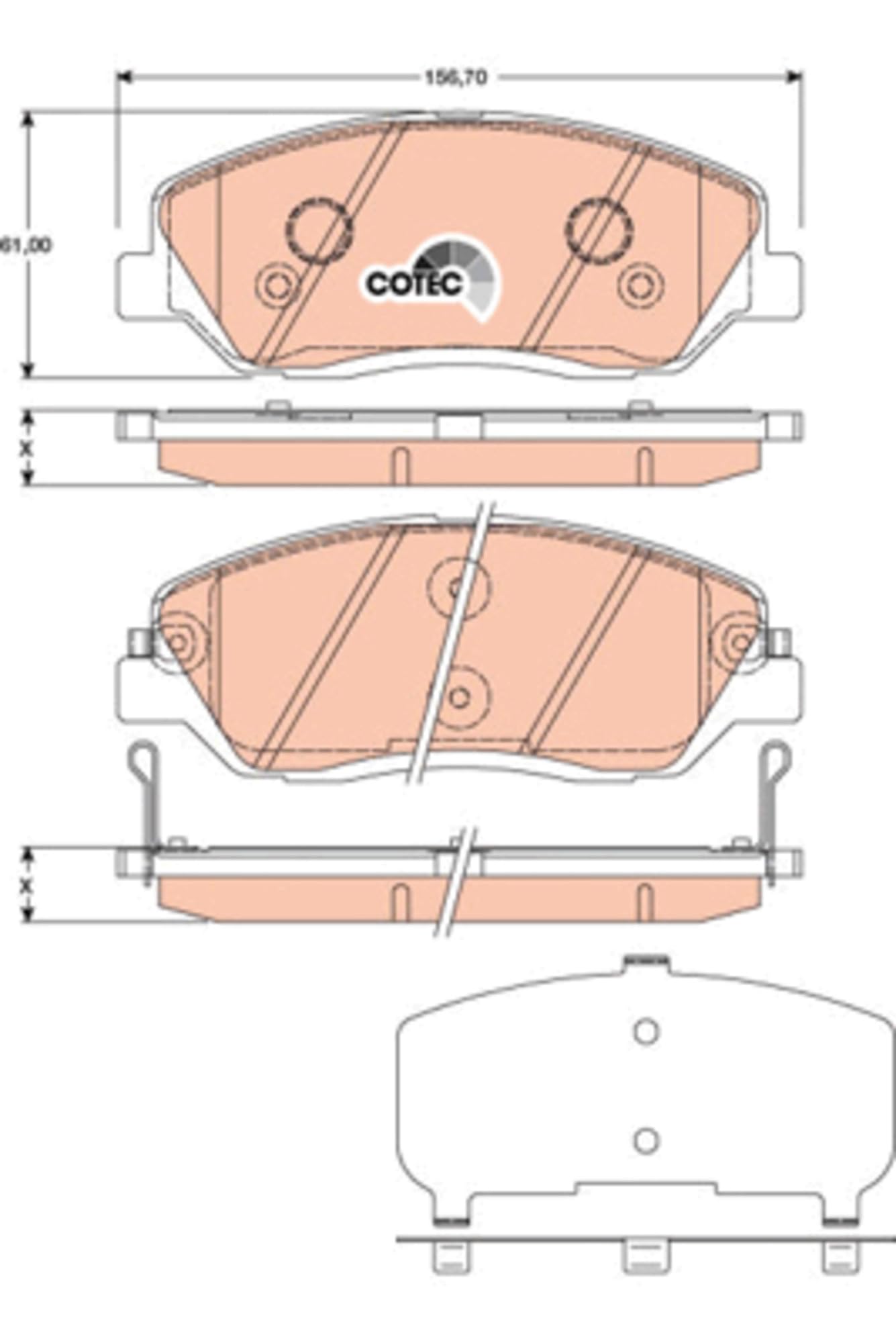 TRW GDB3418 Pastillas de Freno Juego de 4 para Hyundai Santa Fé II (CM) 2005-2015 Eje Delantero y Otros Vehículos