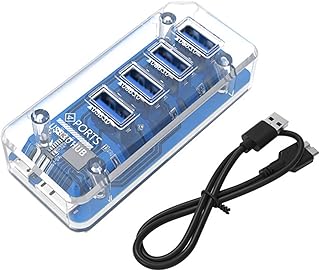 beertoy Transparent USB C Hub 4 Port Expansion with Power Supply USB3.0 5Gbps Speed Transmission OTG Adapter Micro USB Power Transparent USB C Hub 4 Port Expansion with Power Supply USB3.0 5Gbps