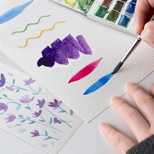 Miniatura 11 de Transon Juego de 9 pinceles redondos para pintura acrílica, acuarela, tinta de gouache, manualidades y detalles, color negro