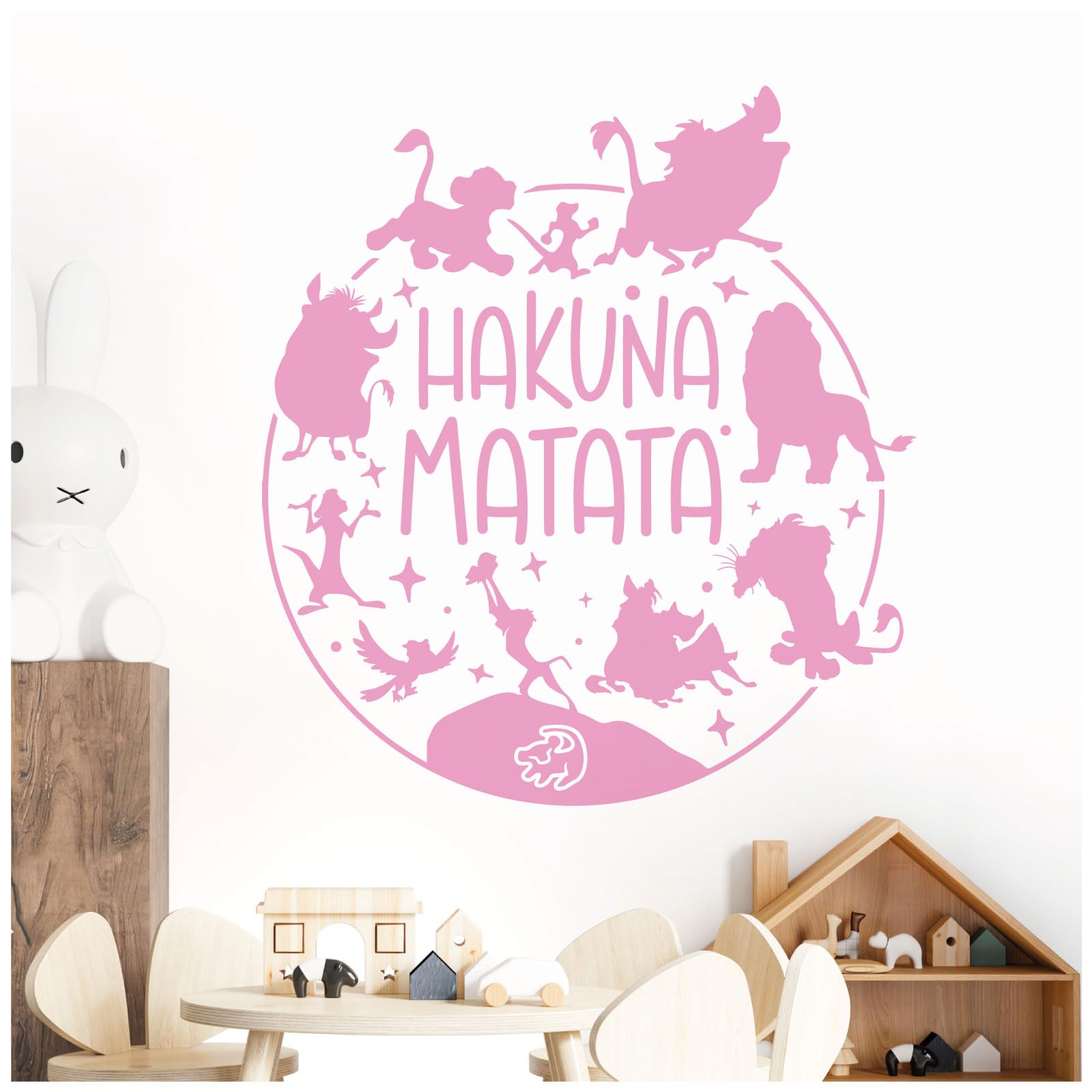 Hakuna Matata - Lion King Inspired Children's Vinyl Wall Decal Sticker [Large] [Pink]