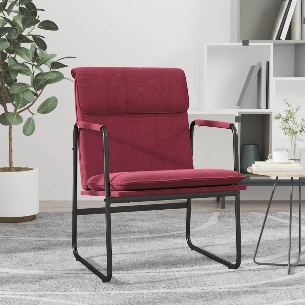 Poltrona Lounge da Salotto Imbottita Rosso Vino 55x64x80 cm