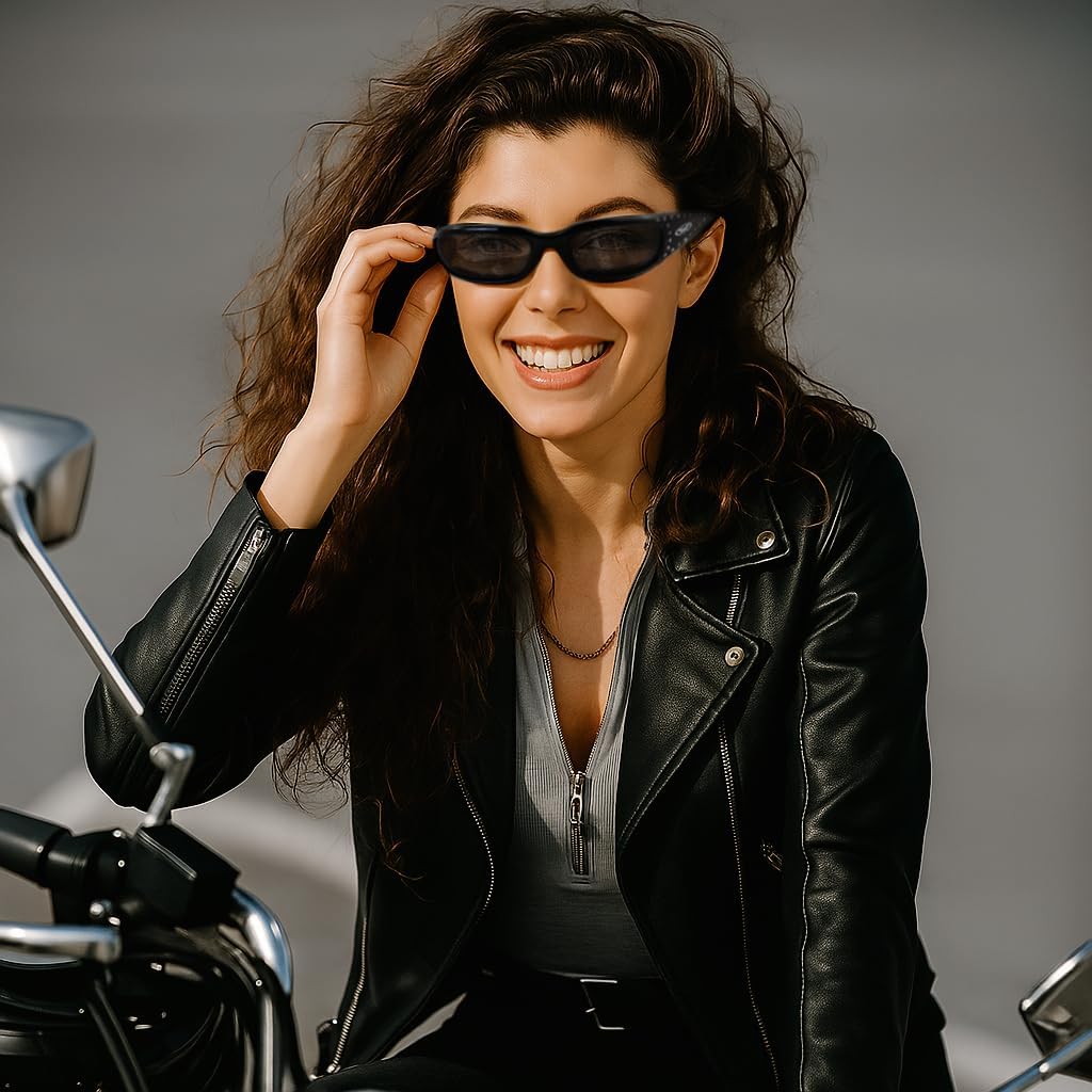 Global Industrial Set of 2 Women Padded Motorcycle Sunglasses Riding Glasses Clear and Smoked Rhinestones With Vented EVA Foam Padding UV400 Filter for Maximum UV Protection - Image 5