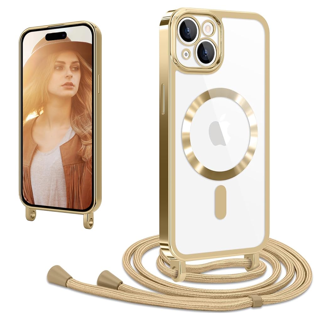 Coque IPhone 13 Avec Cordon Magnétique | Silicone Transparent Bleu Galvanisé | Support Magsafe Et Accessoires