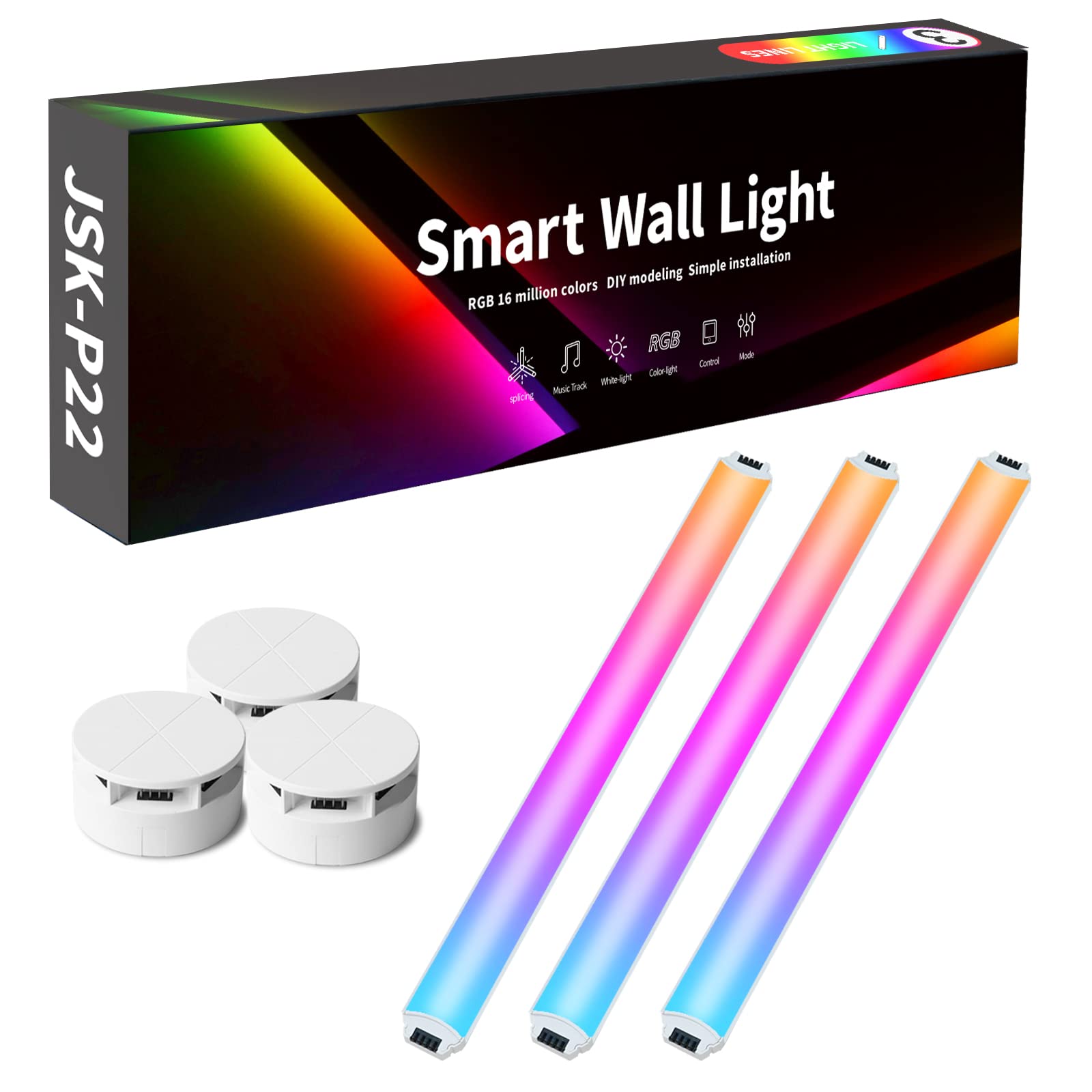 Micolindun LED Strip Lights Accessory Combination, LED RGB Wall Lights Accessory Combination,LED Strip Lights Suitable, Splice More Lighting Graphic Combinations.(3PCS Light Bars +3pcs Connectors)