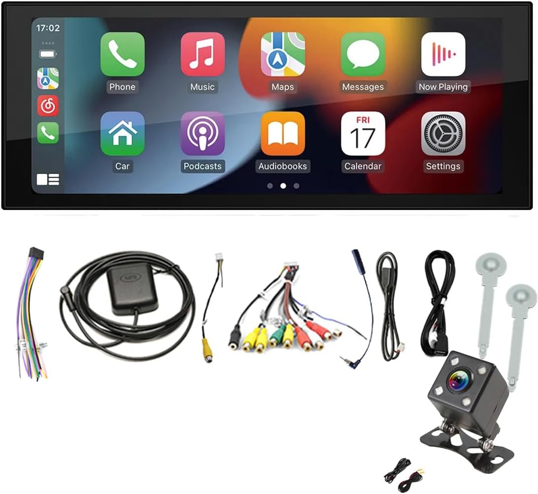 Android 8.1 Car Stereo Compatible with Apple Carplayer and Android Auto,1 Din 6.9" Touch Screen Car Radio with Bluetooth 5.1 GPS WIFI Sat Navi FM Mobile Phone Mirror Link Dual USB Rear View Camera