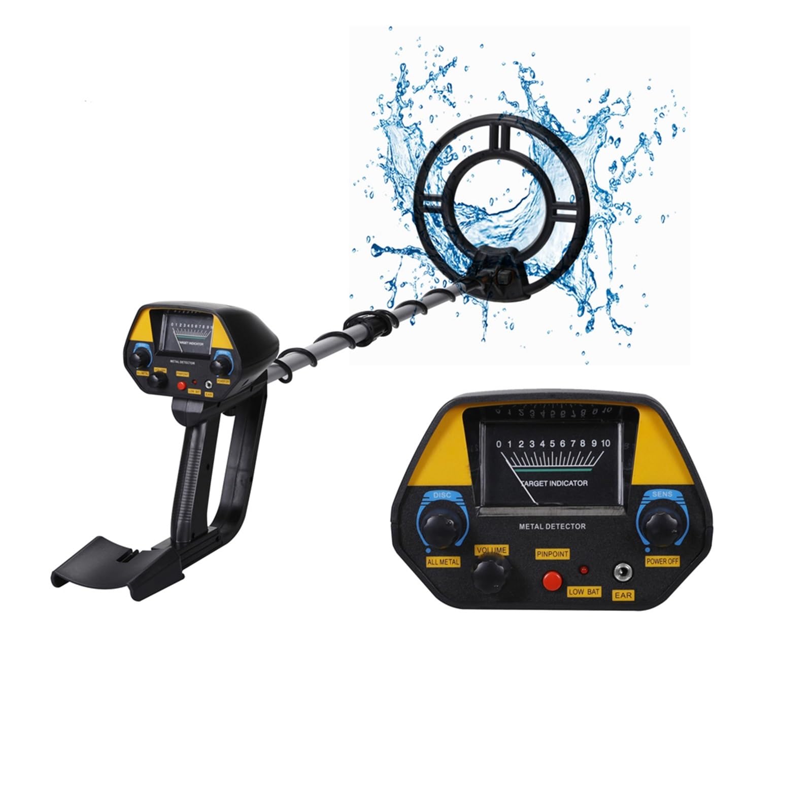 Détecteur de métaux, Détecteur de métaux dorés Portable, Chasseur trésors, Traceur, Bobine Recherche étanche, Disque Tout métal et Pinpoint