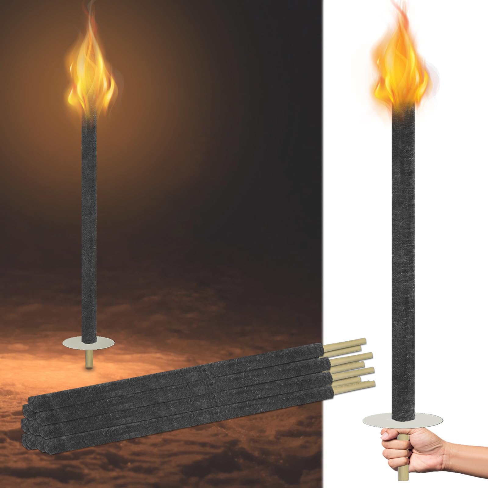 NAIZY 25pcs Gartenfackeln Set Fackeln für Draußen 100min Brenndauer Burn Hochwertige Wachsfackeln mit Extra Langem Griff, für Outdoor Wanderung Party