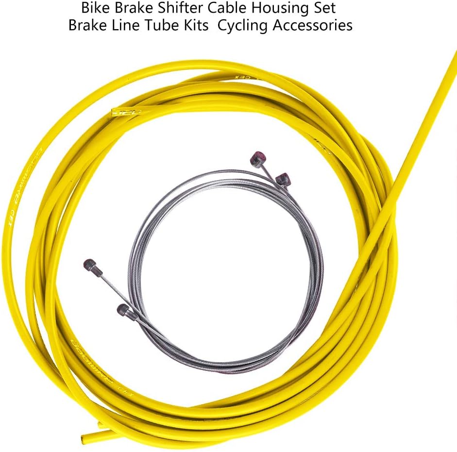 Brake Shifter Cable, Durable Yellow Housing Kit for Mountain Road Bicycles Cyclists Mechanics