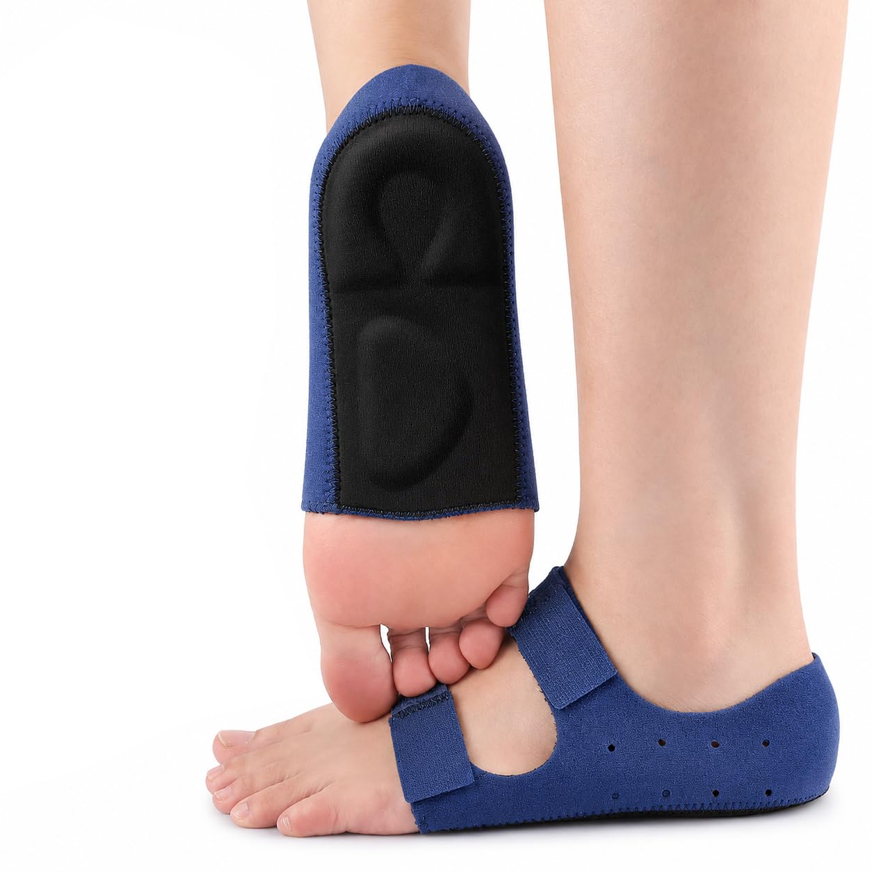 Sumiko Silicone Gel Heel Protectors with Adjustable Velcro Strap for Heel Pain Relief | Cushioned Heel Pads for Plantar Fasciitis, Heel Spurs, Cracked Heels & Arch Support | Reusable Heel Cups for Men & Women (Blue, 1 Pair)-image-29