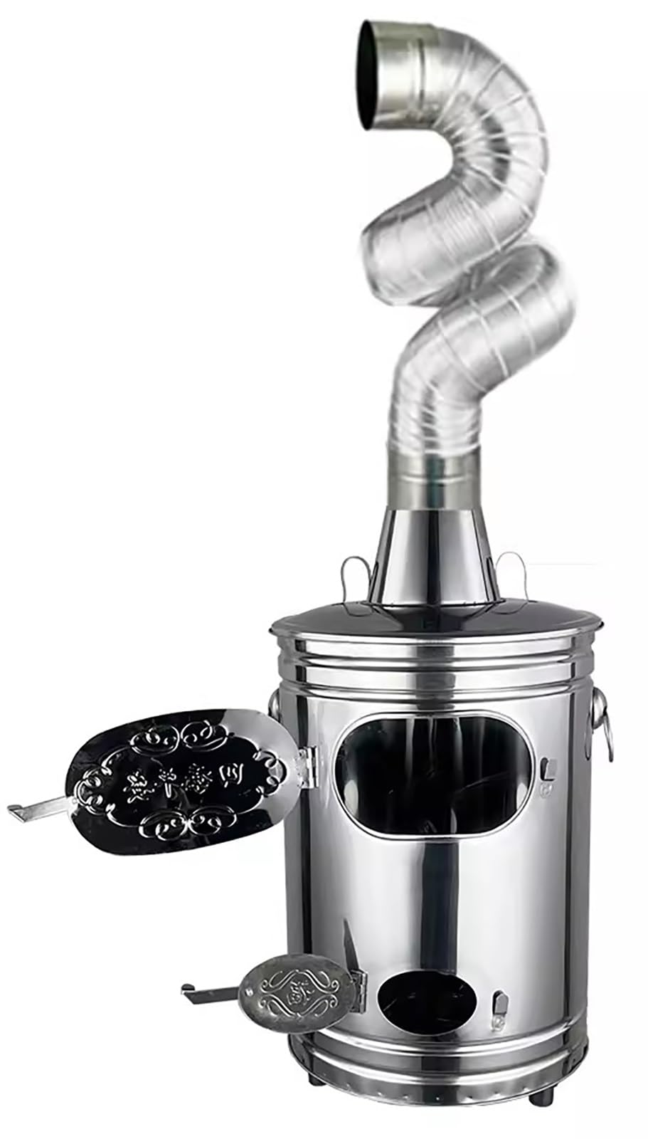 Burning Barrels Burning Yard Waste/Leaves/Paper Documents, 32 42 55 80 116 175 L Extra Large Capacity Paper Burner Stainless Steel Rust Proof with stand Heat with Lid & Chimney (Color : H x D, Siz