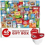 Snack Box Care Package Gift Box 45 Count - Large Variety Snack & Treats for College Students, Adults, Kids, and Office Treats - Zisbers