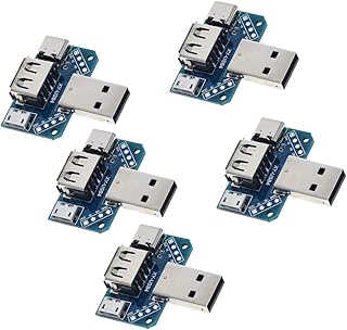 Hailege 5pcs Multifunctional USB Convert Adapter USB to Type-C USB to Micro USB USB Male to Female Convert Adapter Mutual Converter Adapter 4P Pin Header 2.54mm USB Convert Plate