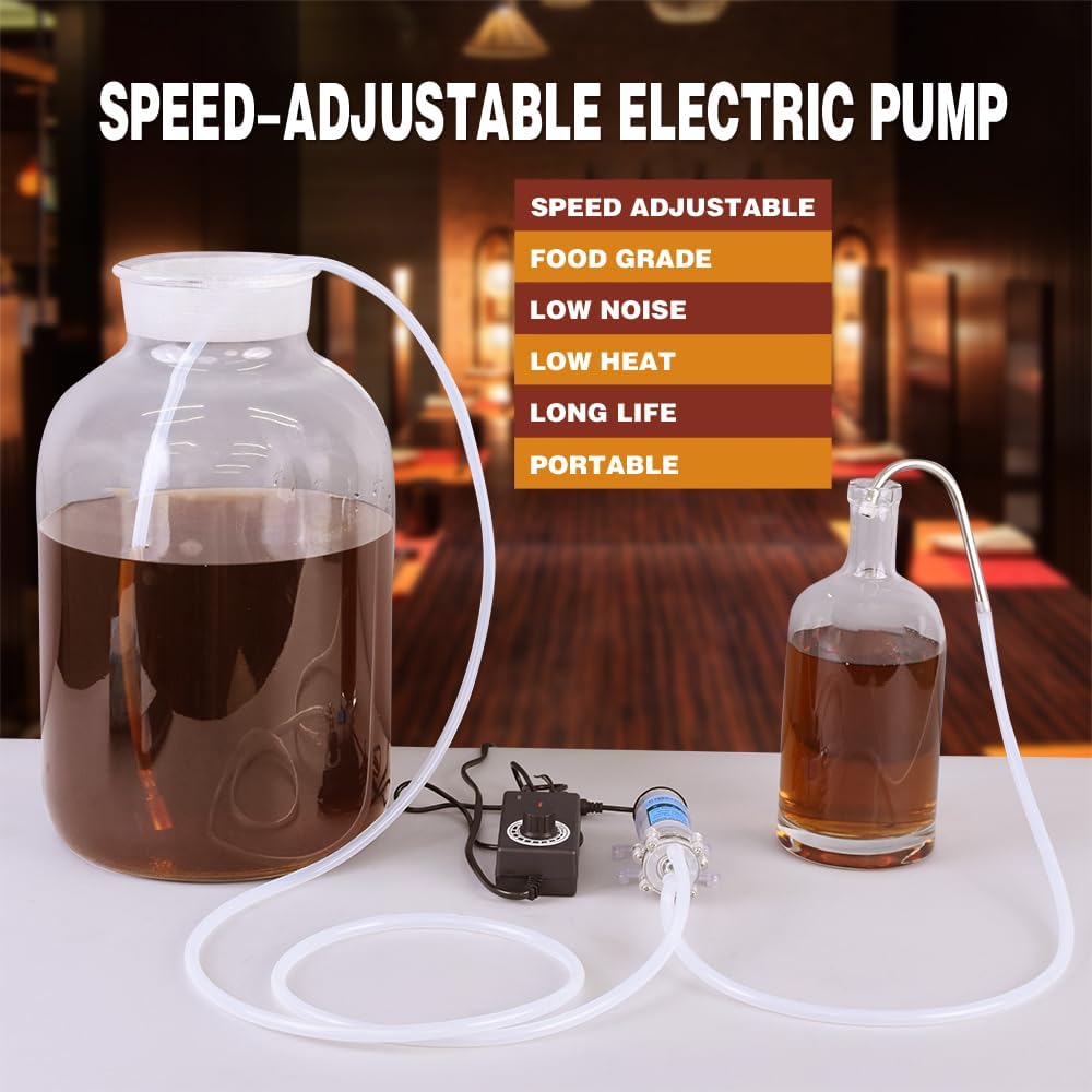 Household Electric Water Transfer Pump 110V Speed Adjustable for Ice Maker Coffee Machine Water Cooling,Food Grade Auto Siphon Self Priming Pump for Bottling Wine,Beer and Kombucha,2L/Min,Low Noise