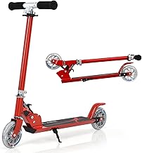 Kick Scooter, Foldable Kids Scooters with LED Flashing PU Wheels and Kickstand, Height Adjustable Scooter for 4-13 Years Children & Teens