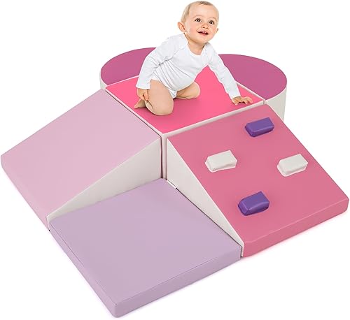 Olakids Juguetes de escalada para niños pequeños, 6 piezas de bloques de espuma para bebés, juego suave con piel sintética, estructura de actividad