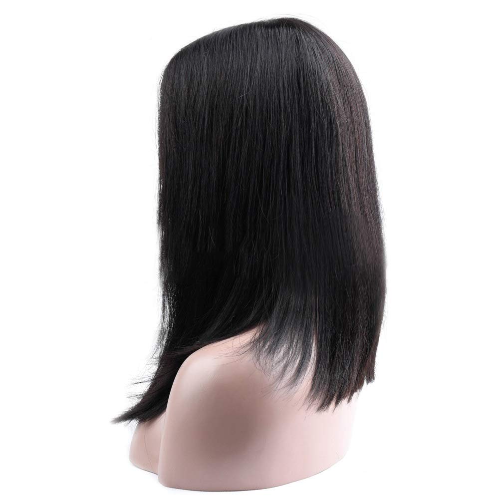Fashion Brazilian Silky Straight Human Hair Wigs For Women Daily Party Dress Short Bob Wig Lace Front Wig durable (Color : Black, Size : 14 inch)