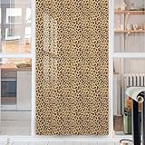 Brown Beige Frosting Privacy Film for Glass Windows Leopard Skin Pattern Stylish Modern Privacy Window Film Blackout Frosted Window Stickers Animal Print 35.4Wx78.7L-inch