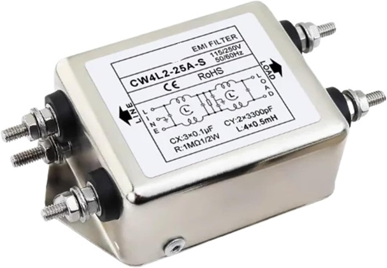 CW4L2-25A-S Anti-Interference AC 220C Power Filter EMI Circuit Audio Purifier Dual Terminal Desktop Dual Terminal