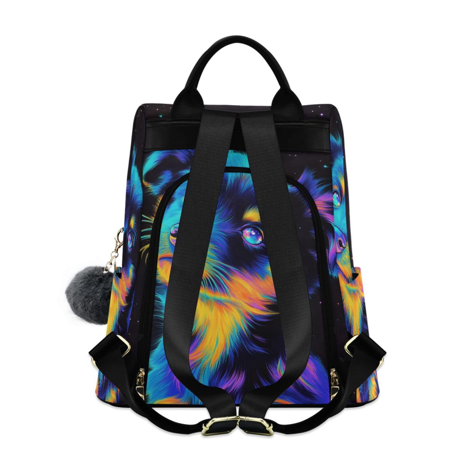 Black Background Color Dog Backpack for Women Anti Theft Large Fashion Travel Shoulder Bag Purse Rucksack Lightweight