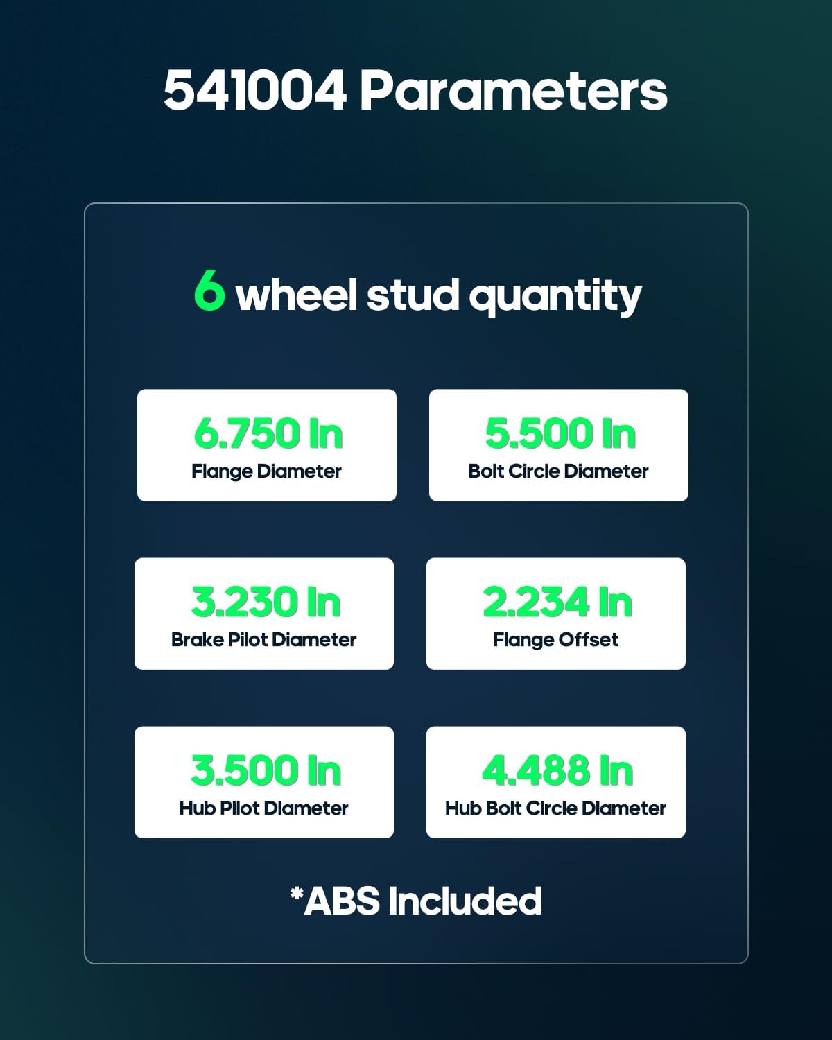 SCITOO Compatible with Wheel Bearing and Hub Assembly OE 541004 for 1980-2004 for Infiniti Truck 2004-2007 for Nissan-Datsun Truck Wheel Hubs 6 Bolts W/ABS (2 Pads)