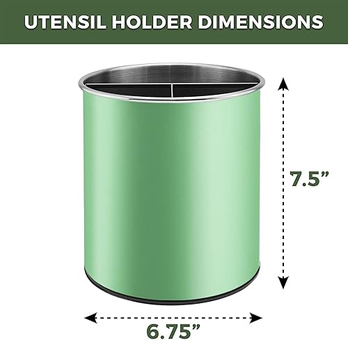 Miniatura 2 de Bartnelli Soporte para utensilios de cocina de acero inoxidable extra grande, organizador de utensilios giratorio de 360°, base pesada para