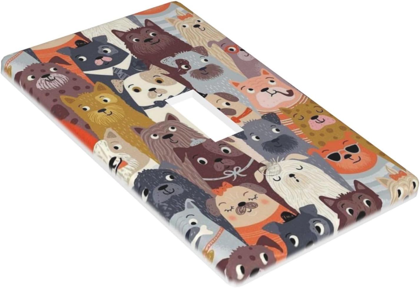 Cute Dogs Funny Combination Single Toggle Light Switch Cover Decorative Wall Plate 1 Gang Electrical Faceplate One Device Switchplate Cover