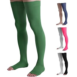 Doc Miller Thigh High Compression Socks - Open Toe, 20-30mmHg for Varicose Veins, Calf, Leg & Ankle Support, Pregnancy & Maternity Stockings, Small to Plus Size