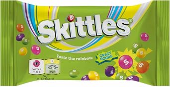 Skittles Sours Sour Fruit Flavored Dragee Confectionery 38 gr