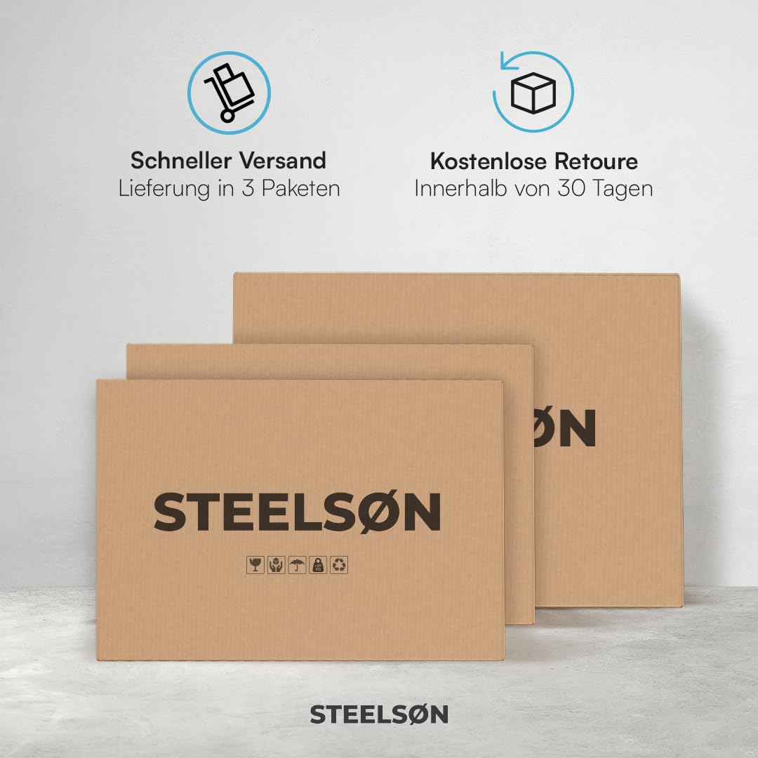 STEELSØN Thoria 3er Mülltonnenbox bis 120L – Müllcontainer für 3 Tonnen aus verzinktem Stahl – Mülltonnenverkleidung in Anthrazit wetterfest – hochwertige Müllbox/Gerätebox
