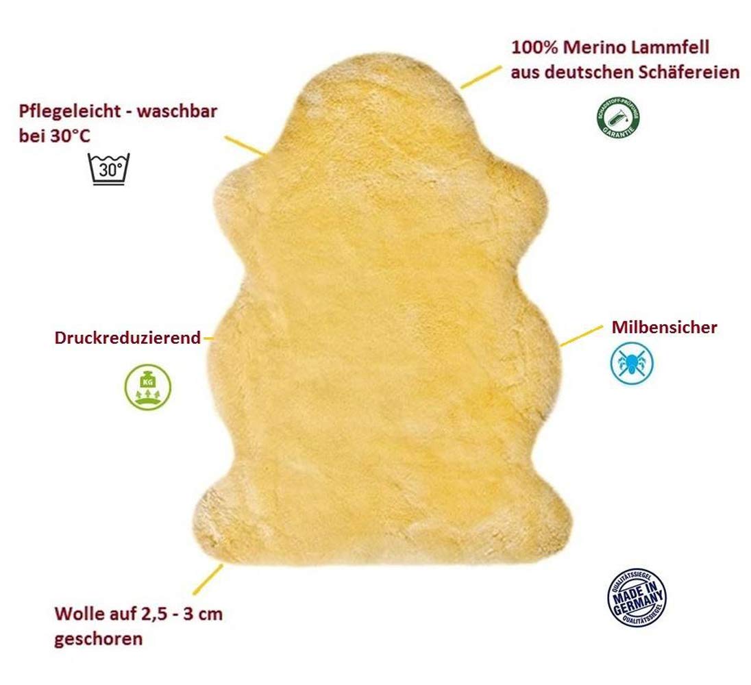 Baby Lammfell 120-130 cm Baby echtes Merino Schaffell Naturform waschbar superweich Premium Qualität chromfrei schadstoffarm für Kinderwagen Krabbelunterlage Buggy Babybett