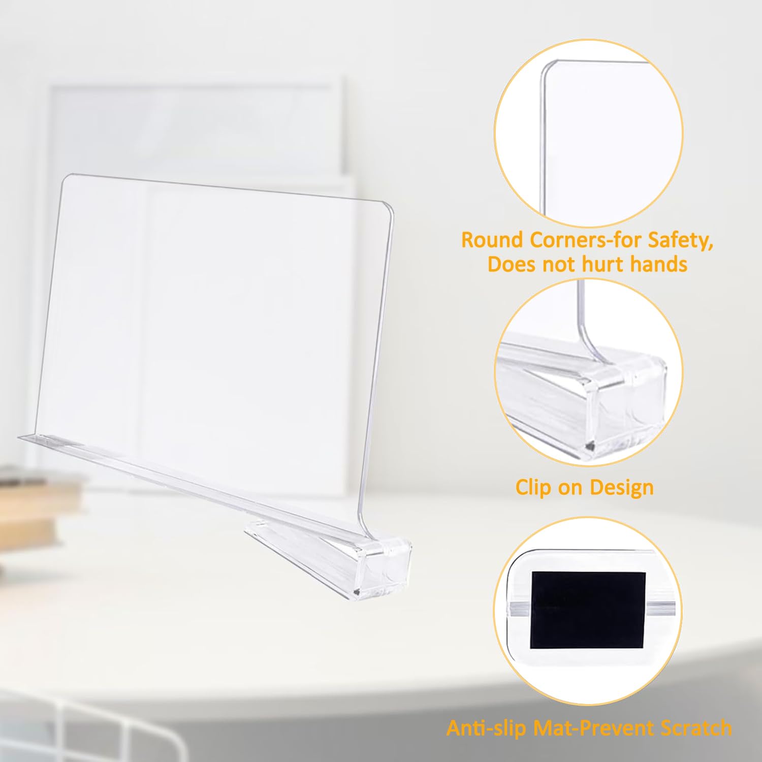 8 Piezas Separador de Estantería en Acrílico Transparente, 30 x 20 cm Baldas Armario Interior, Acrílico Transparente Separador Estanteria, eparador Multifuncional para Armarios, Muebles y Estantería