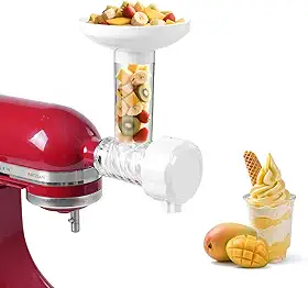 Máquina de sorvete de frutas compatível com batedeira KitchenAid para sorvete de frutas saudáveis, sem laticínios, sobremesas e iogurtes de sorvete macio, máquina de sorvete - pode ser lavada na
