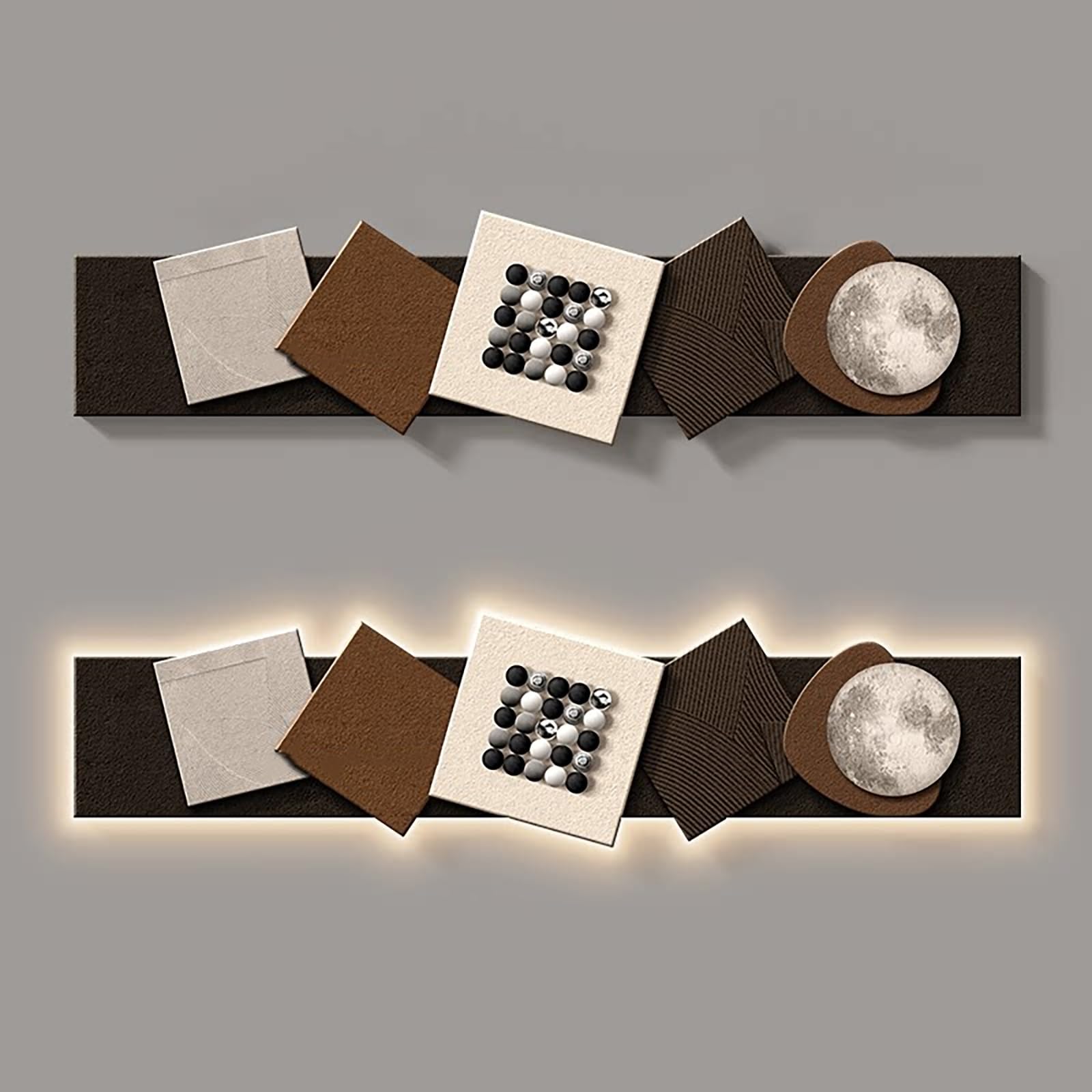Tableau en porcelaine cristalline 3D et applique lune LED luxe