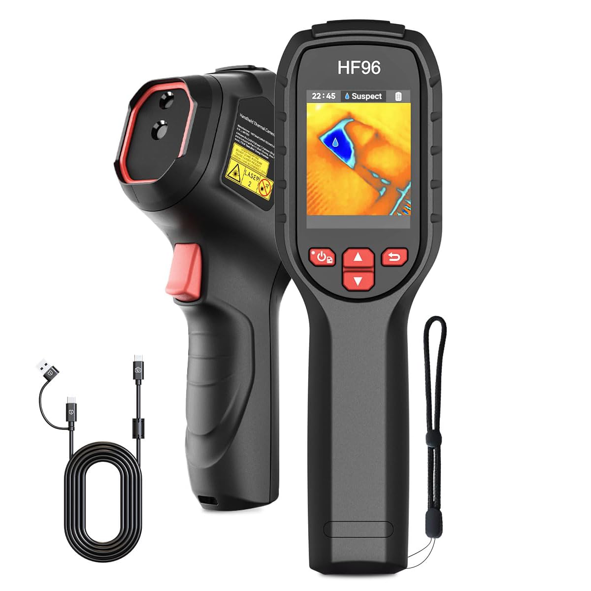 HF96 Thermal Camera with Laser Pointer, Intelligent Scene Detection, Super Resolution 240 x 240, -4°F~1022°F, Thermal Imaging Camera 96 x 96 IR Resolution, 25 HZ Infrared Camera, 11h Runtime