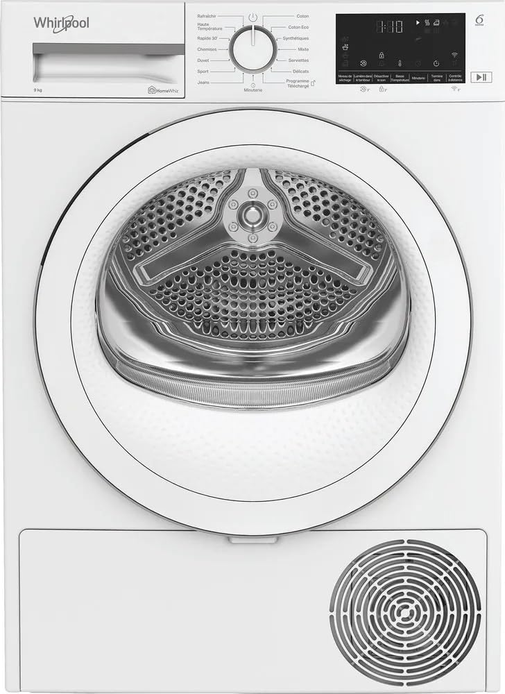 WHIRLPOOL Sèche-linge, Pompe à chaleur, 9 KG, A++/ D, Interface Big Digit (W7S), *