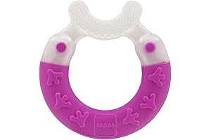 MAM Bite & Brush 2-in-1 Teether for Infants 3+ Months (Violet/Girl)
