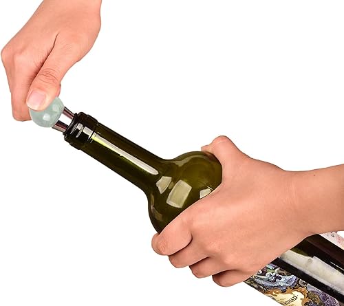 Miniatura 3 de AMOYSTONE 2 tapones de vino de fluorita natural, piedra de roca de cristal de roca, forma esférica, morado y verde