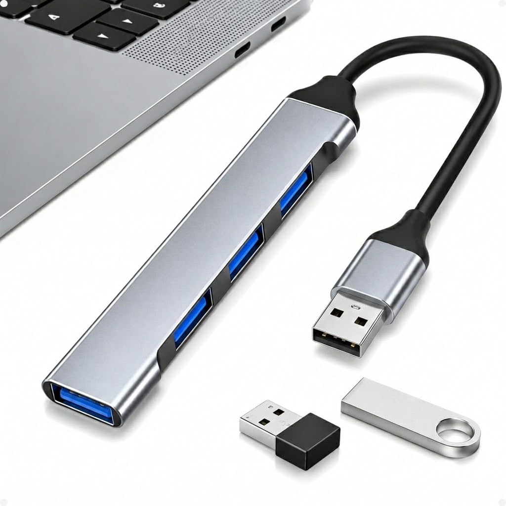 Adaptador Hub USB 3.0 Multiportas 4 em 1 até 5Gbps, Extensor Premium - USB 3.0, USB 2.0 -