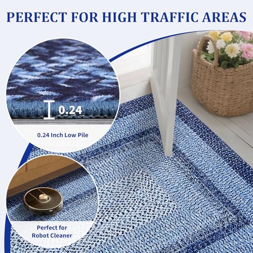 Tapete Decorativo GarveeHome 9x12 Navy Bajo Pelo Lavable miniatura 6